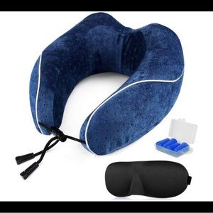 NWT ONSON Travel Pillow, Eye Mask, fEar Plugs w Travel Bag, 100% PURE MEMORY FOA